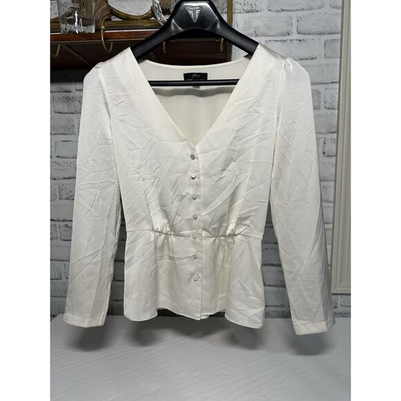 J Crew lightweight cottagecore fairy coquette ivory peplum blouse Womens top - Picture 1 of 12